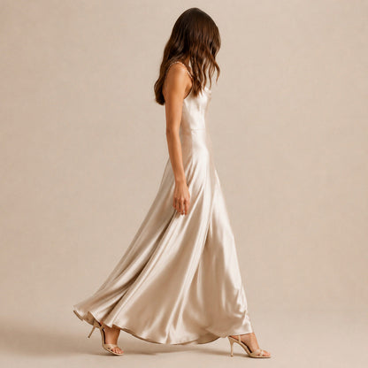 Satin Cowl Neck Maxi Dress