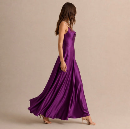 Satin Cowl Neck Maxi Dress