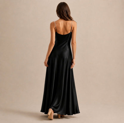Satin Cowl Neck Maxi Dress