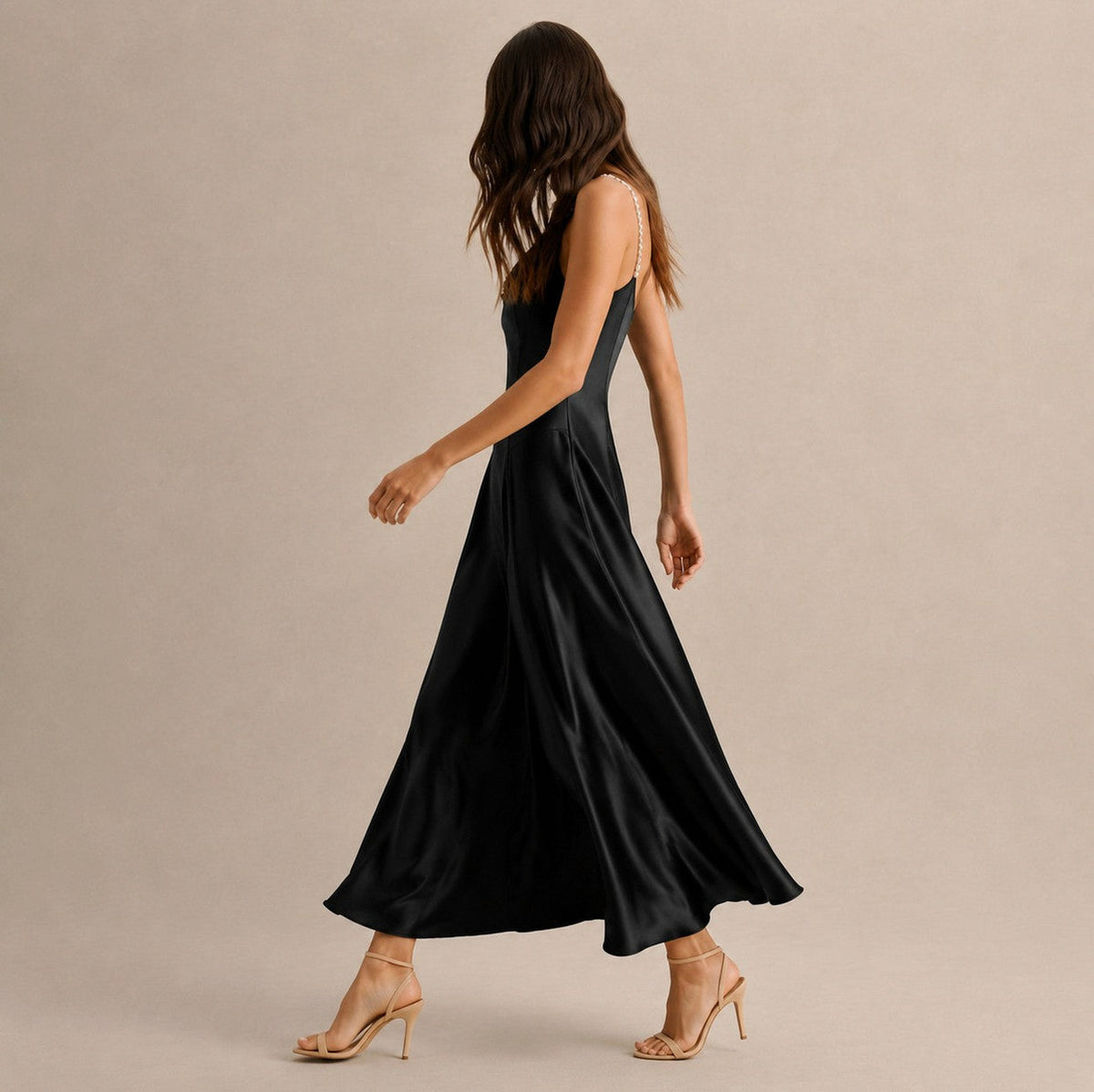 Satin Cowl Neck Maxi Dress