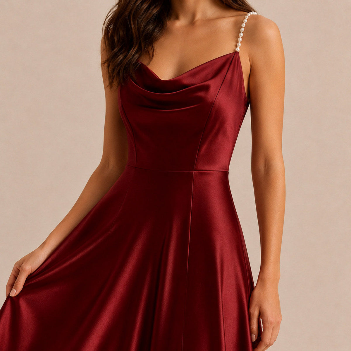 Satin Cowl Neck Maxi Dress