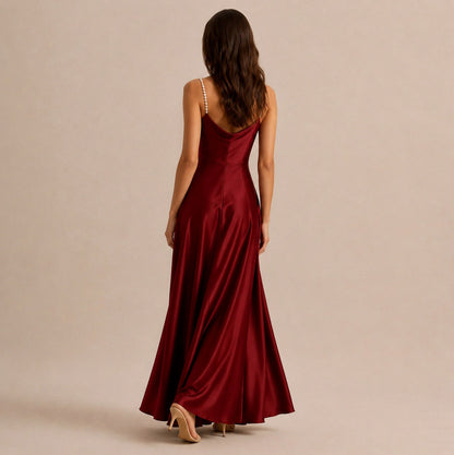 Satin Cowl Neck Maxi Dress