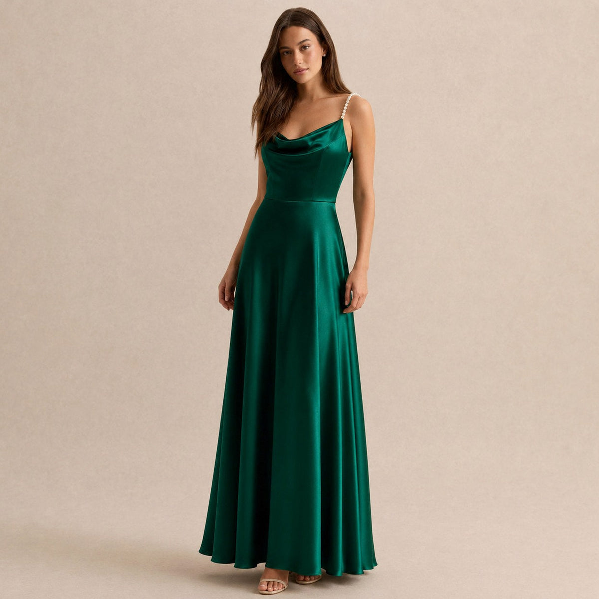 Satin Cowl Neck Maxi Dress
