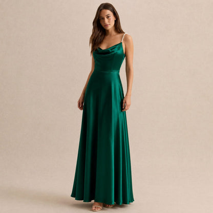 Satin Cowl Neck Maxi Dress