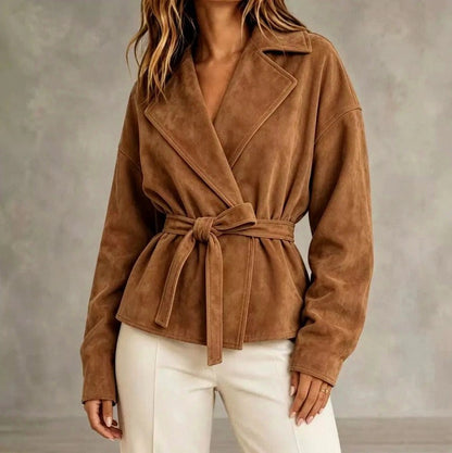Suede Belted Wrap Jacket