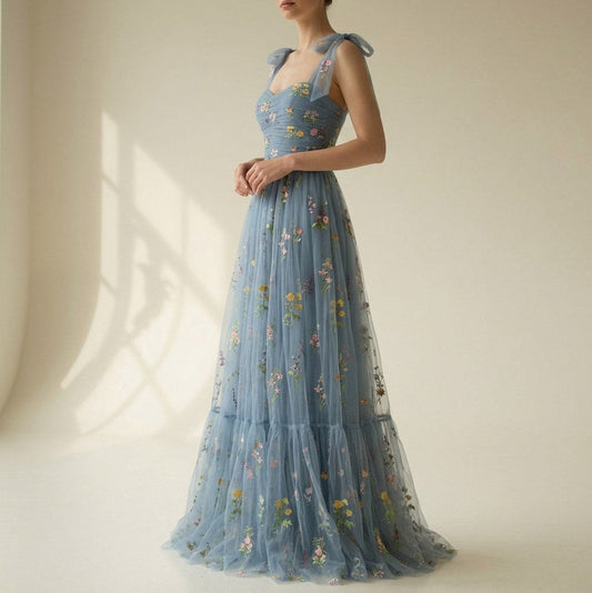 Tulle Sweetheart Tiered Maxi Dress