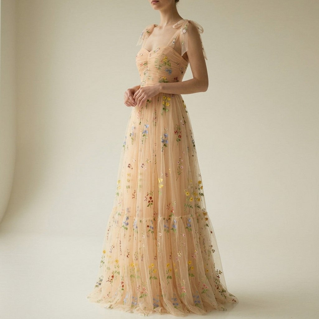 Tulle Sweetheart Tiered Maxi Dress