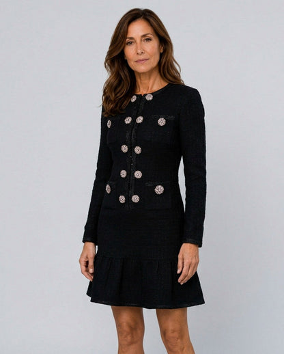 Tweed Drop Waist Mini Dress