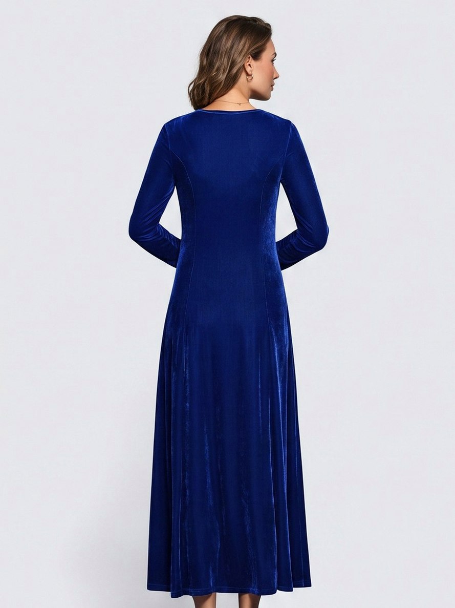 Velvet A-Line Modest Maxi Dress