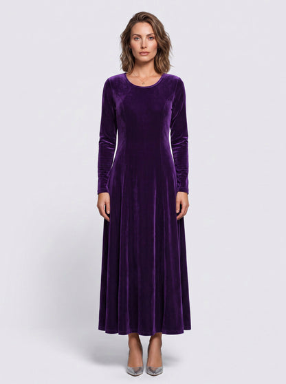 Velvet A-Line Modest Maxi Dress