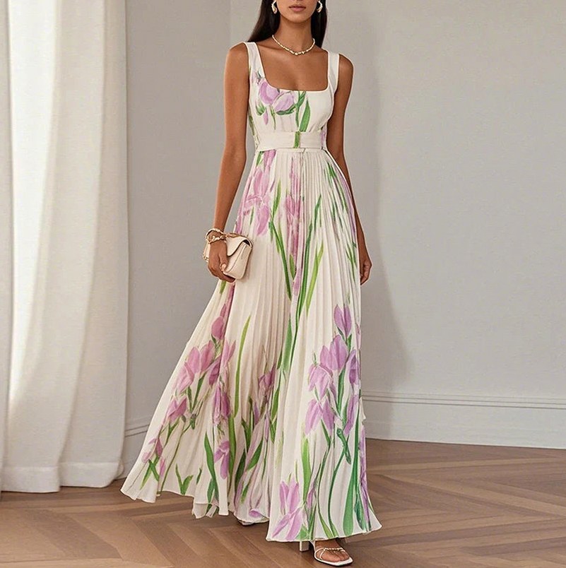 A-Line Maxi Dress – Floral Print Women