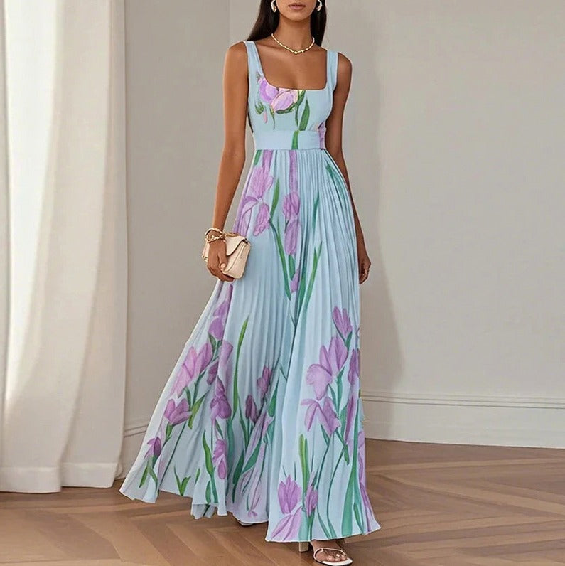 A-Line Maxi Dress – Floral Print Women