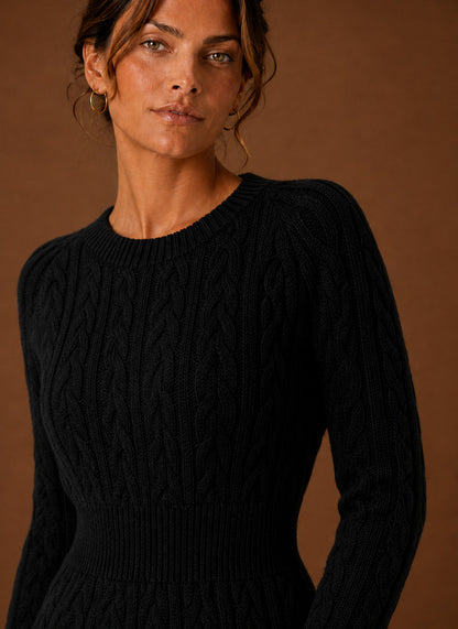 Women's Cable Knit Sweater Dress – Long Sleeve Mini