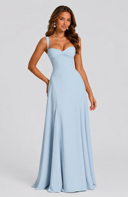 Women’s Chiffon Maxi Dress with Lace-Up Back