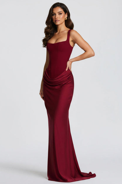 Women’s Corset Maxi Dress with Pleated Skirt