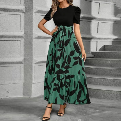 Women’s Maxi Dress Short Sleeve with Tie Waist