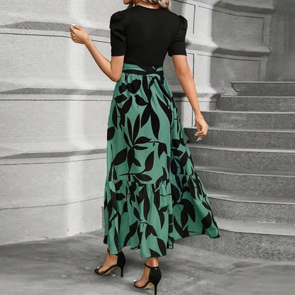 Women’s Maxi Dress Short Sleeve with Tie Waist