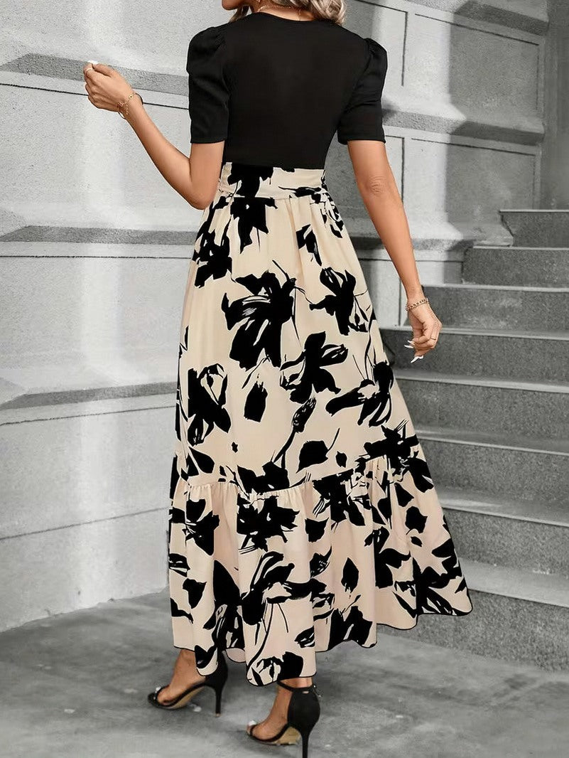 Women’s Maxi Dress Short Sleeve with Tie Waist