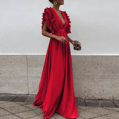 Women's Maxi Dress Ruffle Sleeves