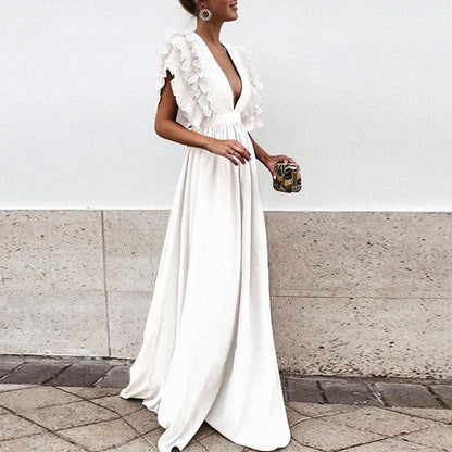 Women's Maxi Dress Ruffle Sleeves