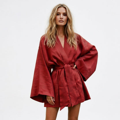 Wrap Tie Waist Mini Dress