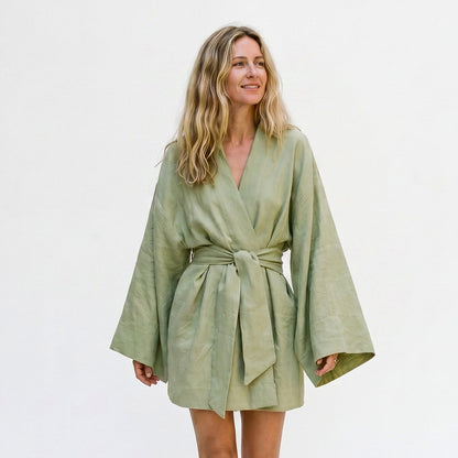 Wrap Tie Waist Mini Dress