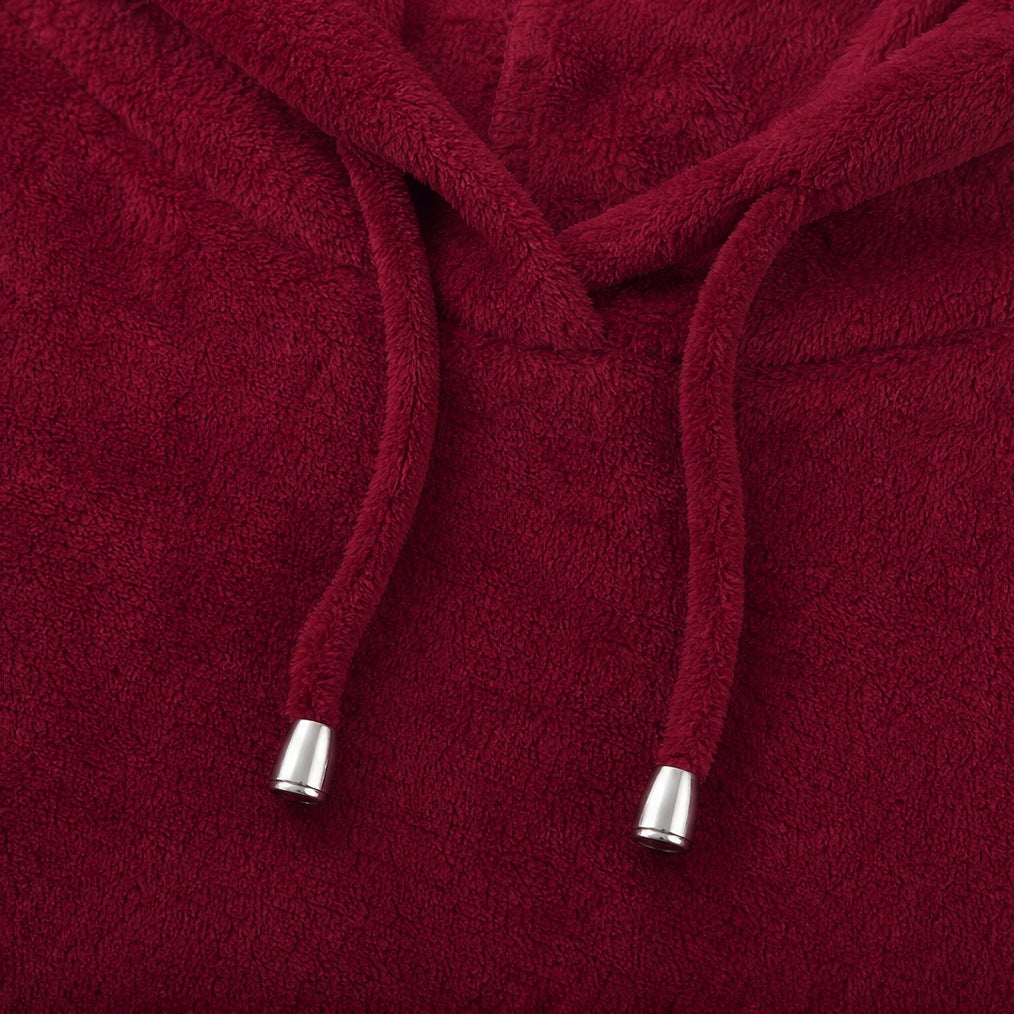 Hooded Plush A-Line Maxi Lounge Dress